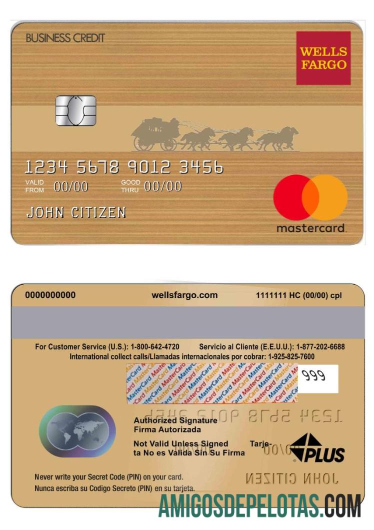 EUA Wells Fargo Bank Mastercard Marrom exemplo real